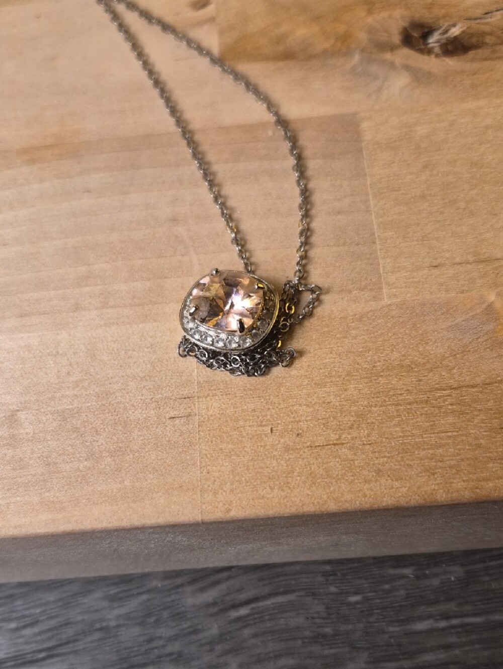 Delicate Pink Crystal Pendant Necklace - Women Jewelry - Picture 2 of 2